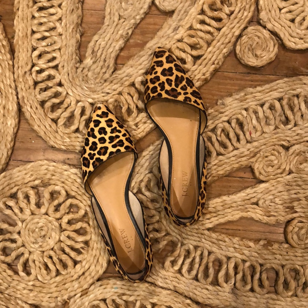 J Crew Leopard Pointy Toed Flats Size 8